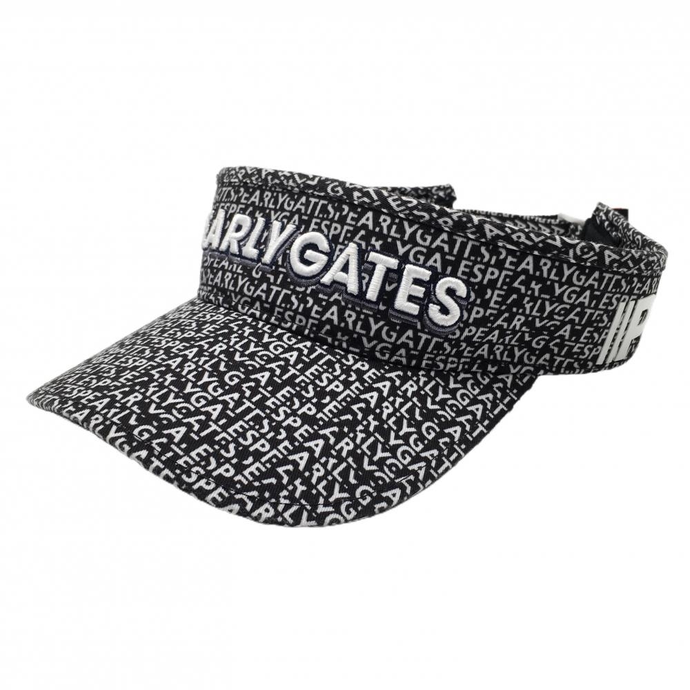 【超美品】パーリーゲイツ サンバイザー ネイビー×白 ロゴ総柄 立体ロゴ ニコちゃん スマイル  FR  ゴルフウェア PEARLY GATES