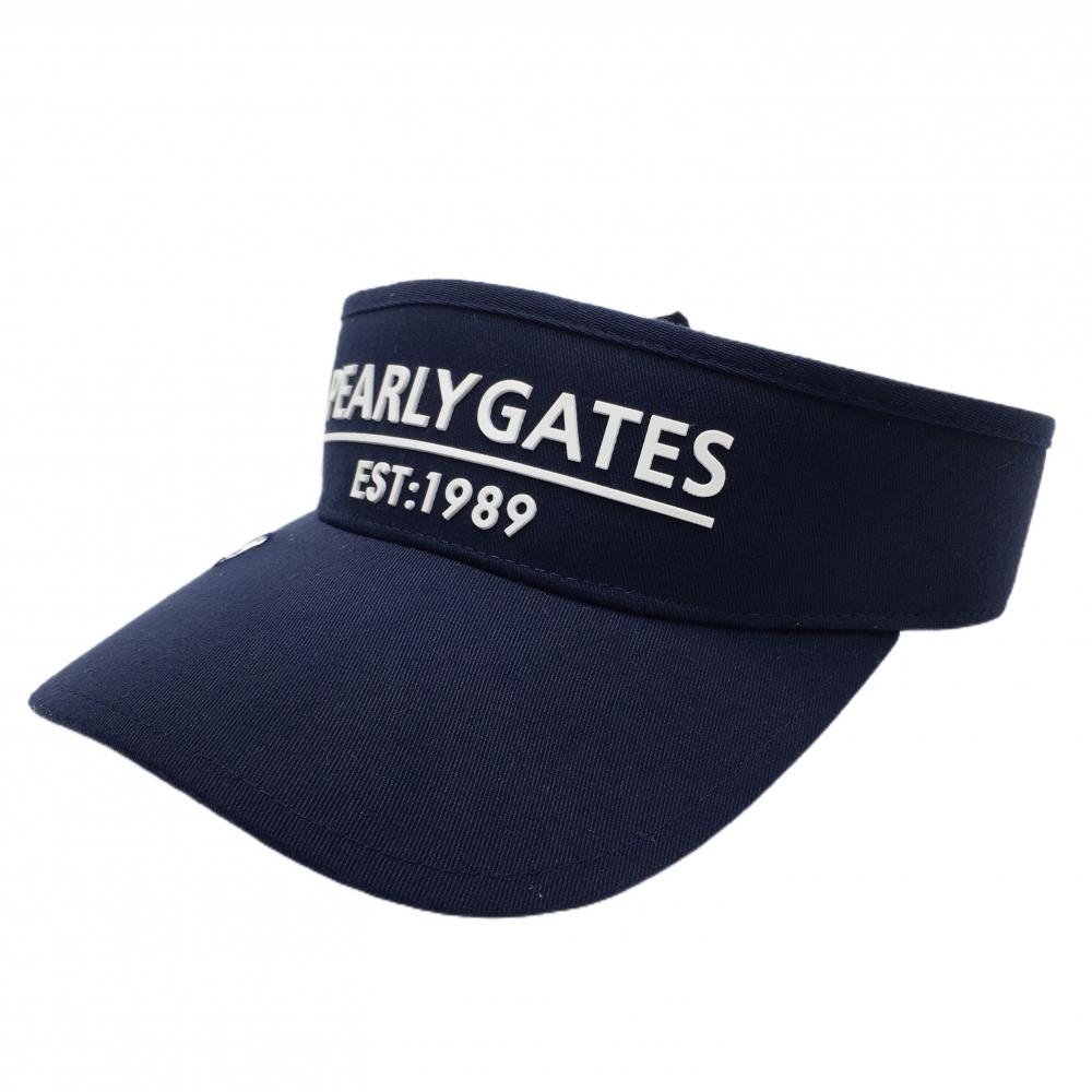 【超美品】パーリーゲイツ サンバイザー ネイビー×白 立体ロゴ  FR  ゴルフウェア PEARLY GATES