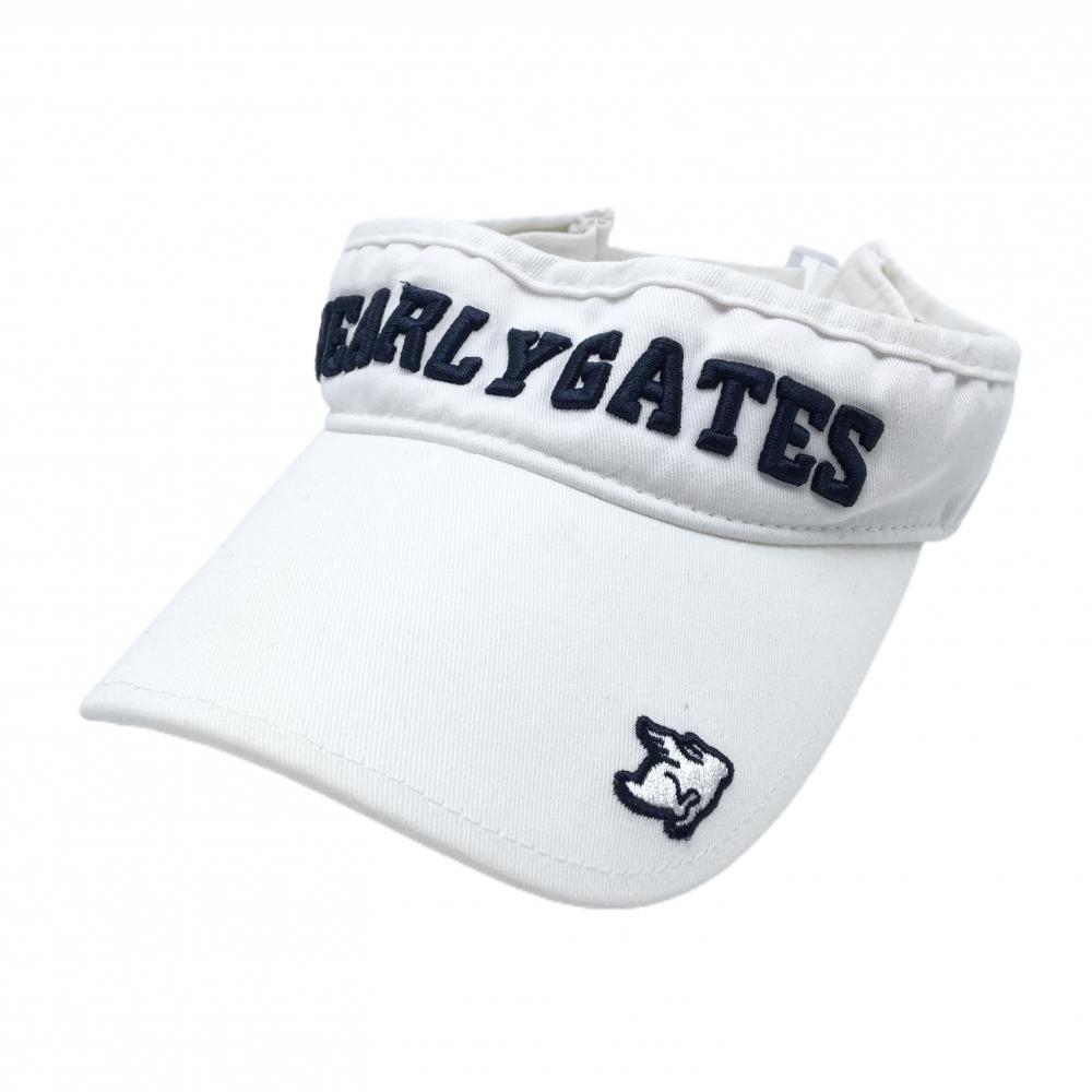 パーリーゲイツ サンバイザー 白×ネイビー フライングラビット FR