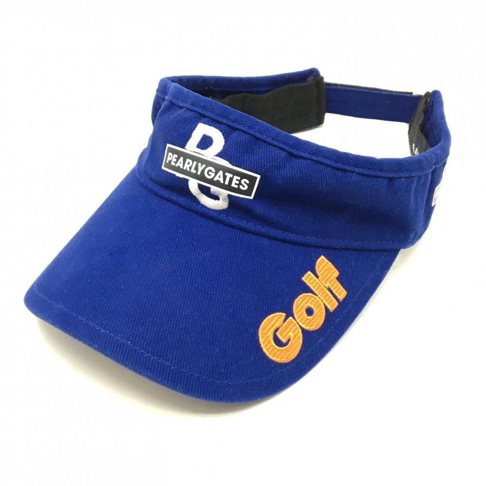 パーリーゲイツ サンバイザー ブルー×オレンジ×白 ロゴ刺しゅう 汗取りパッド付 FR   ゴルフウェア PEARLY GATES