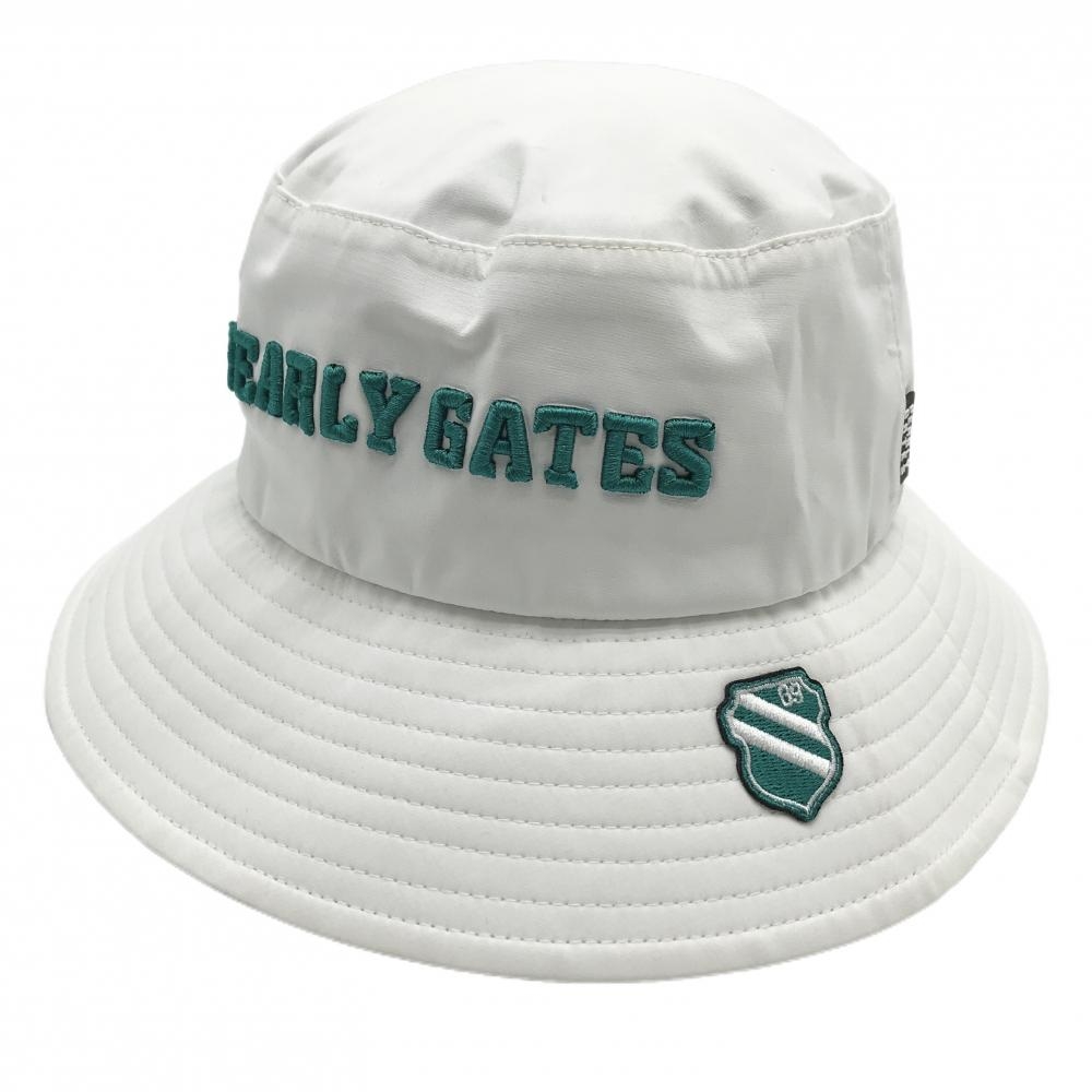 【超美品】パーリーゲイツ ハット 白×グリーン 立体ロゴ メッシュ裏地 FR  ゴルフウェア PEARLY GATES