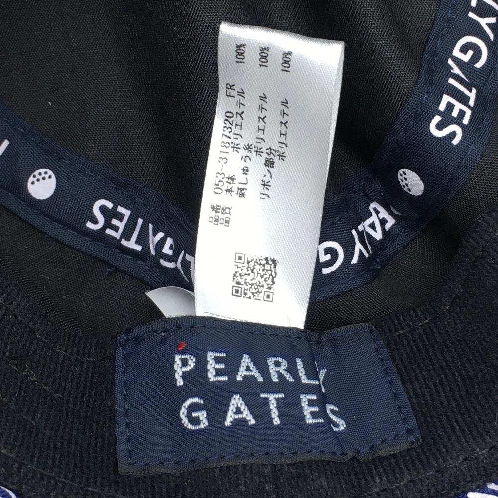 超美品】パーリーゲイツ ハット ネイビー つば裏ロゴ総柄 リボン付き