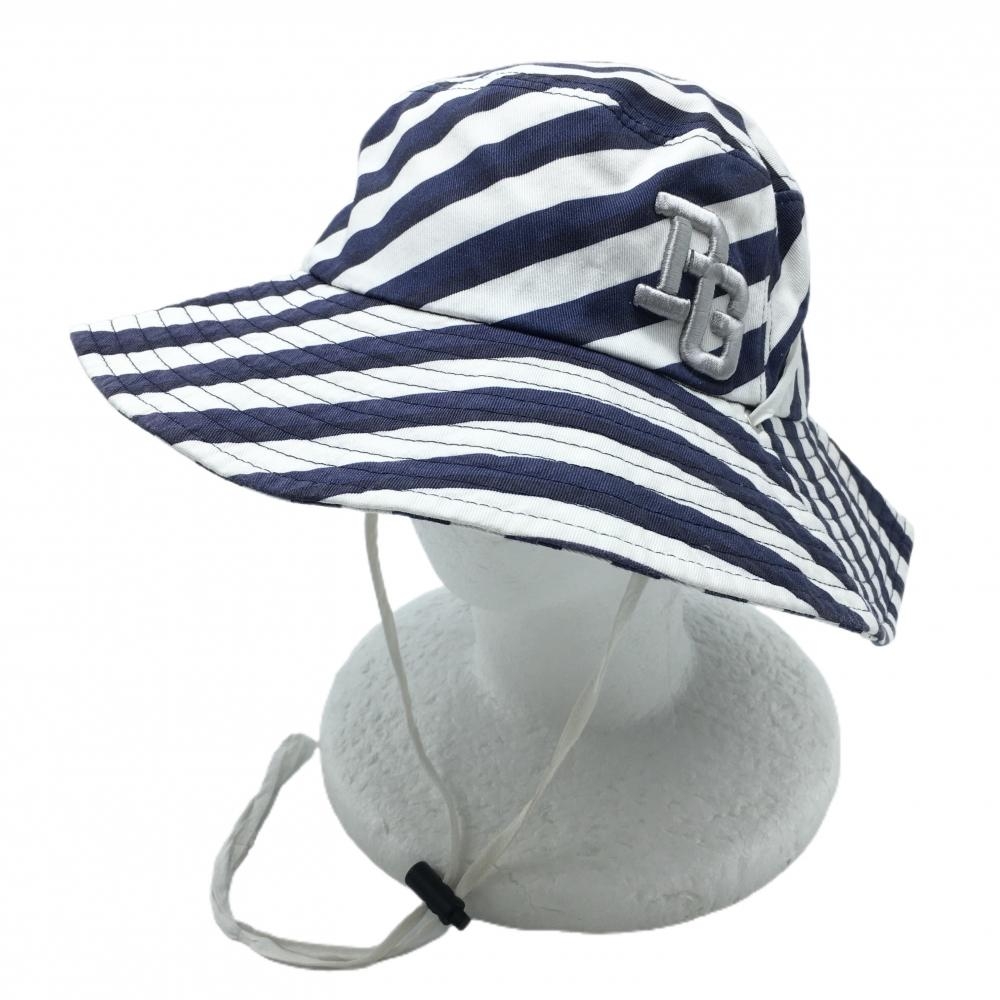 パーリーゲイツ ハット 白×ネイビー ストライプ FR   ゴルフウェア PEARLY GATES