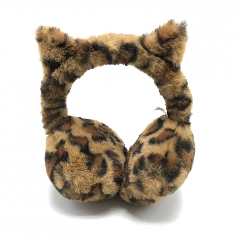 【超美品】パーリーゲイツ イヤーマフ ブラウン×黒 レオパード柄 耳当て  ゴルフウェア PEARLY GATES