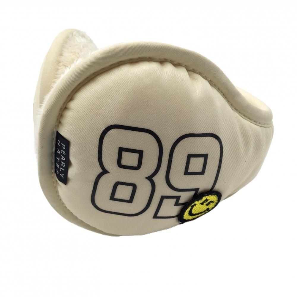 【超美品】パーリーゲイツ イヤーマフ アイボリー×ネイビー ニコちゃん スマイル 耳当てゴルフ PEARLY GATES