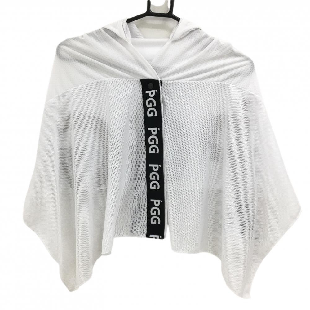 【新品】PGGパーリーゲイツ フード付きメッシュポンチョ 白×ネイビー 涼感タオル 収納袋付き FRゴルフ PEARLY GATES
