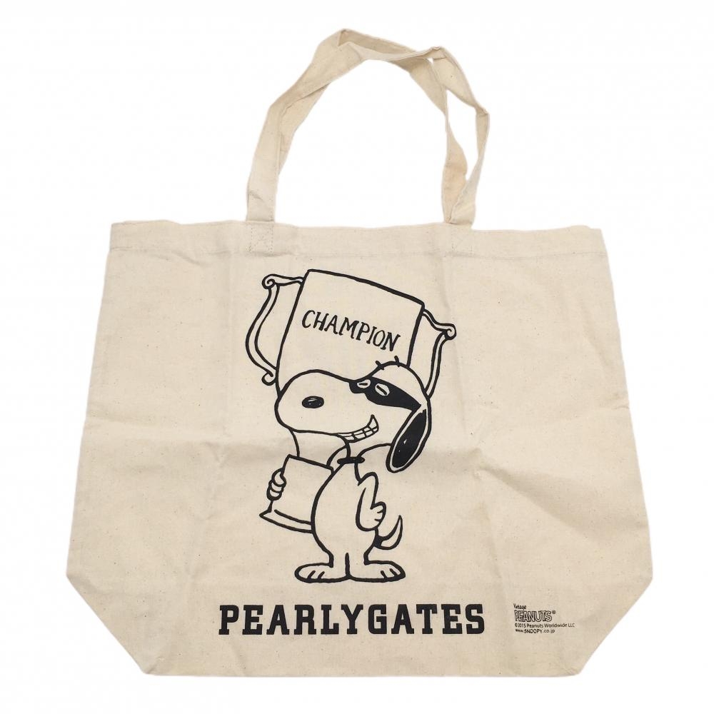 【超美品】パーリーゲイツ×PEANUTS トートバッグ ベージュ×黒 スヌーピー 非売品ゴルフ PEARLY GATES