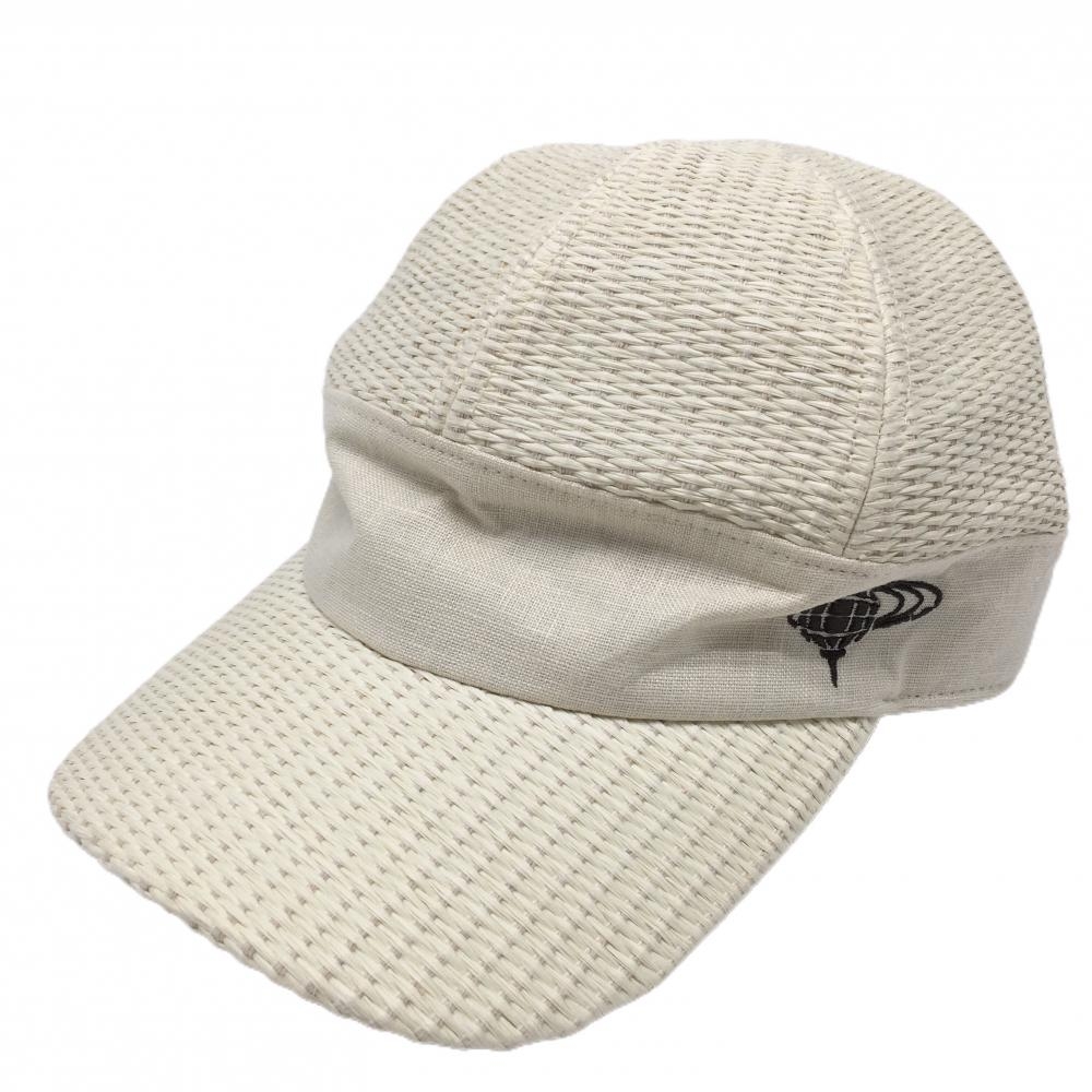 ビームスゴルフ キャップ 白 麦わら風 ロゴ刺しゅう 56-58cm  ゴルフウェア BEAMS GOLF