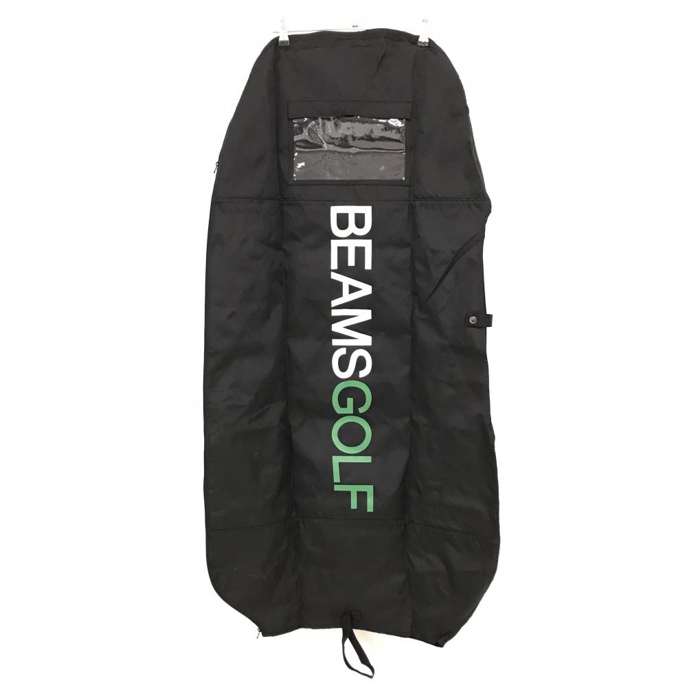 ビームスゴルフ トラベルカバー 黒×白×グリーン ロゴプリント 折り畳み収納 ゴルフ BEAMS GOLF