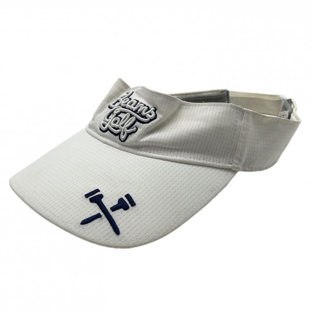 ビームスゴルフ サンバイザー 白×ネイビー 立体ロゴ刺しゅう M  ゴルフウェア BEAMS GOLF
