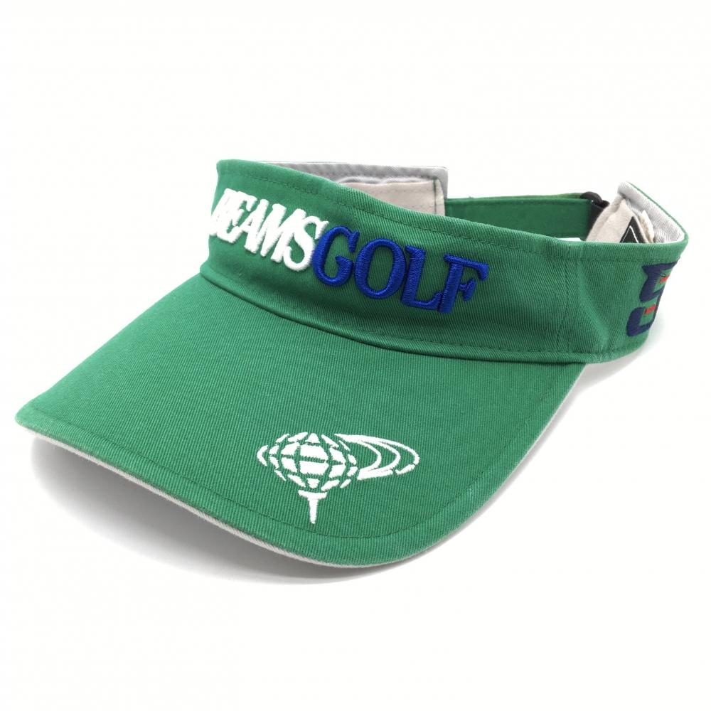 ビームスゴルフ サンバイザー グリーン×白 立体ロゴ刺しゅう 54-56cm  ゴルフウェア BEAMS GOLF