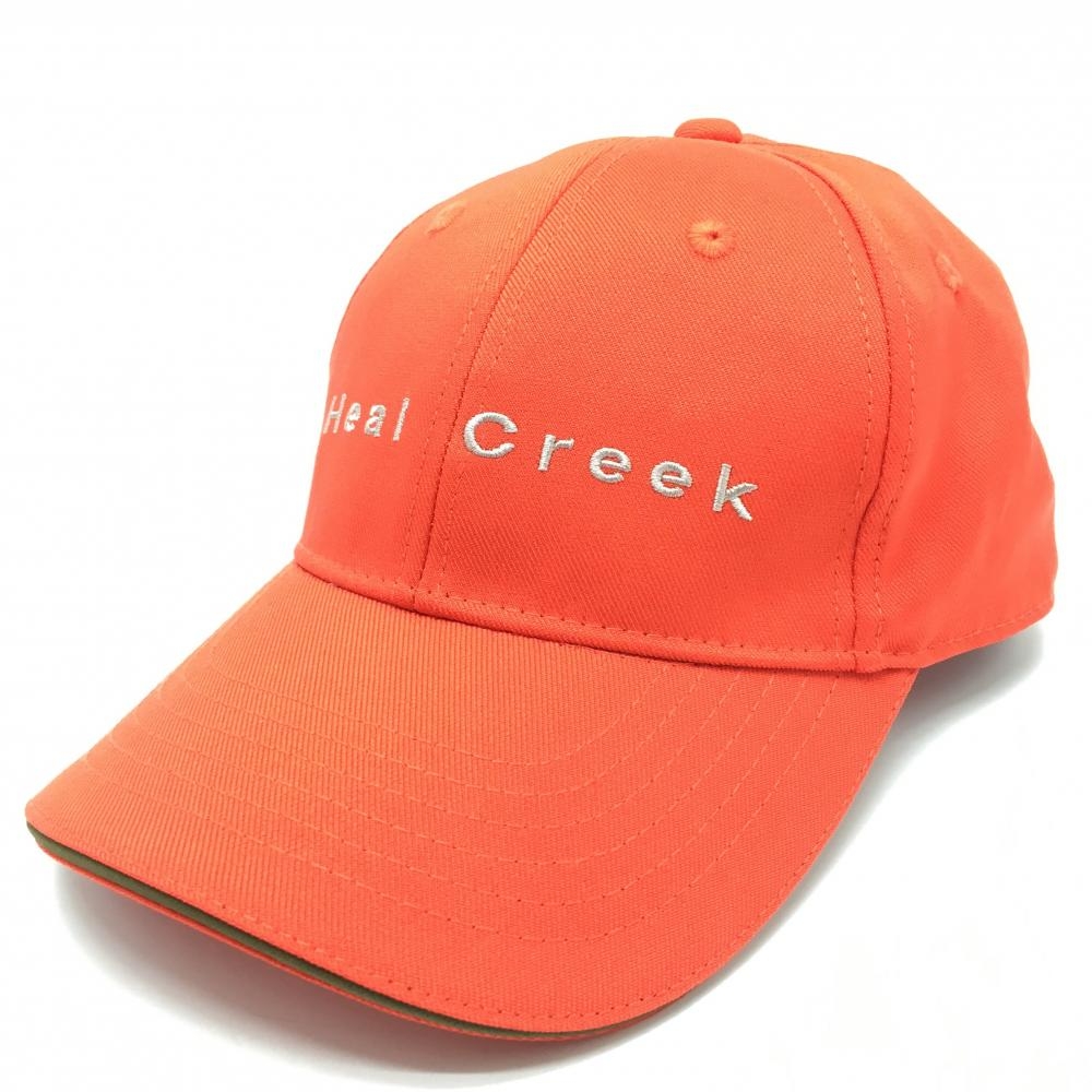 【超美品】ヒールクリーク キャップ レッド×グレー ロゴ刺しゅう 50  ゴルフウェア Heal Creek