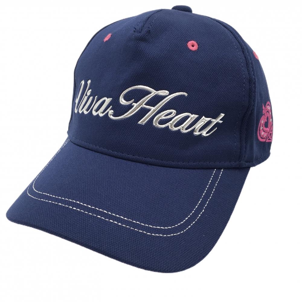 【美品】ビバハート キャップ ネイビー ロゴシルバー  40  ゴルフウェア VIVA HEART