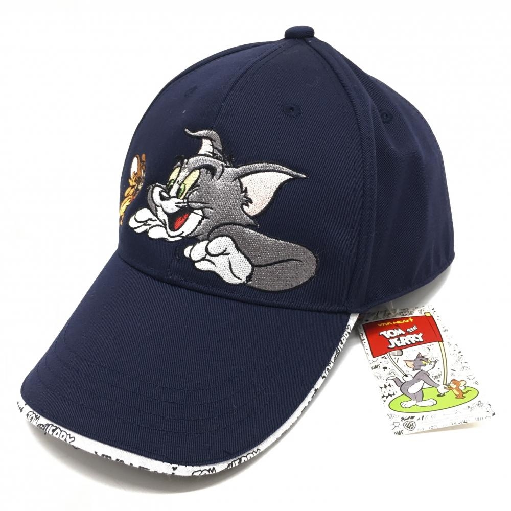 【新品】ビバハート×トムとジェリー キャップ ネイビー×グレー×ブラウン ロゴ刺しゅう  99  ゴルフウェア VIVA HEART