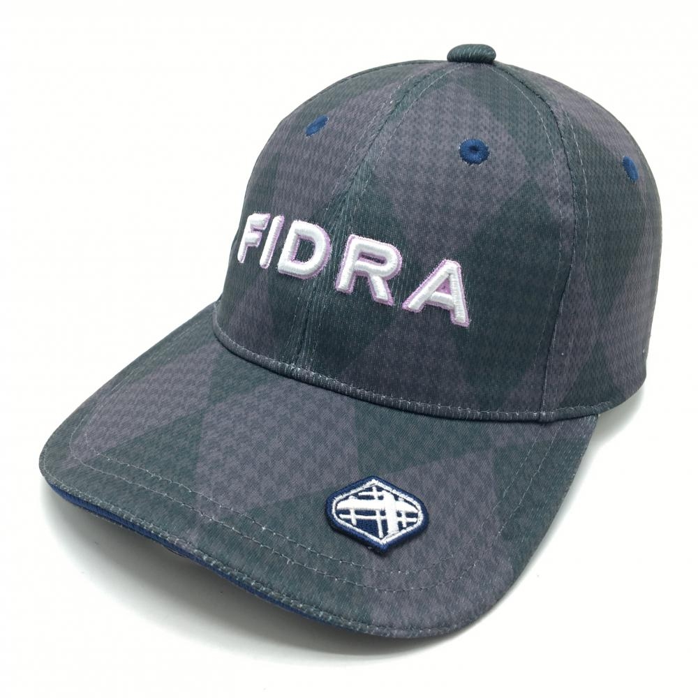【新品】フィドラ キャップ グレー ダイヤ柄 千鳥格子 吸水速乾 接触冷感 FREE   ゴルフウェア FIDRA