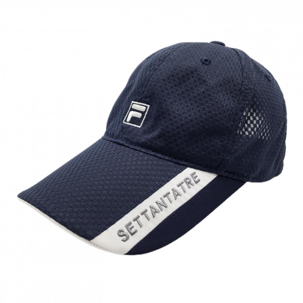 【美品】フィラゴルフ メッシュキャップ ネイビー×白 ロゴ刺しゅう   ゴルフウェア FILA GOLF
