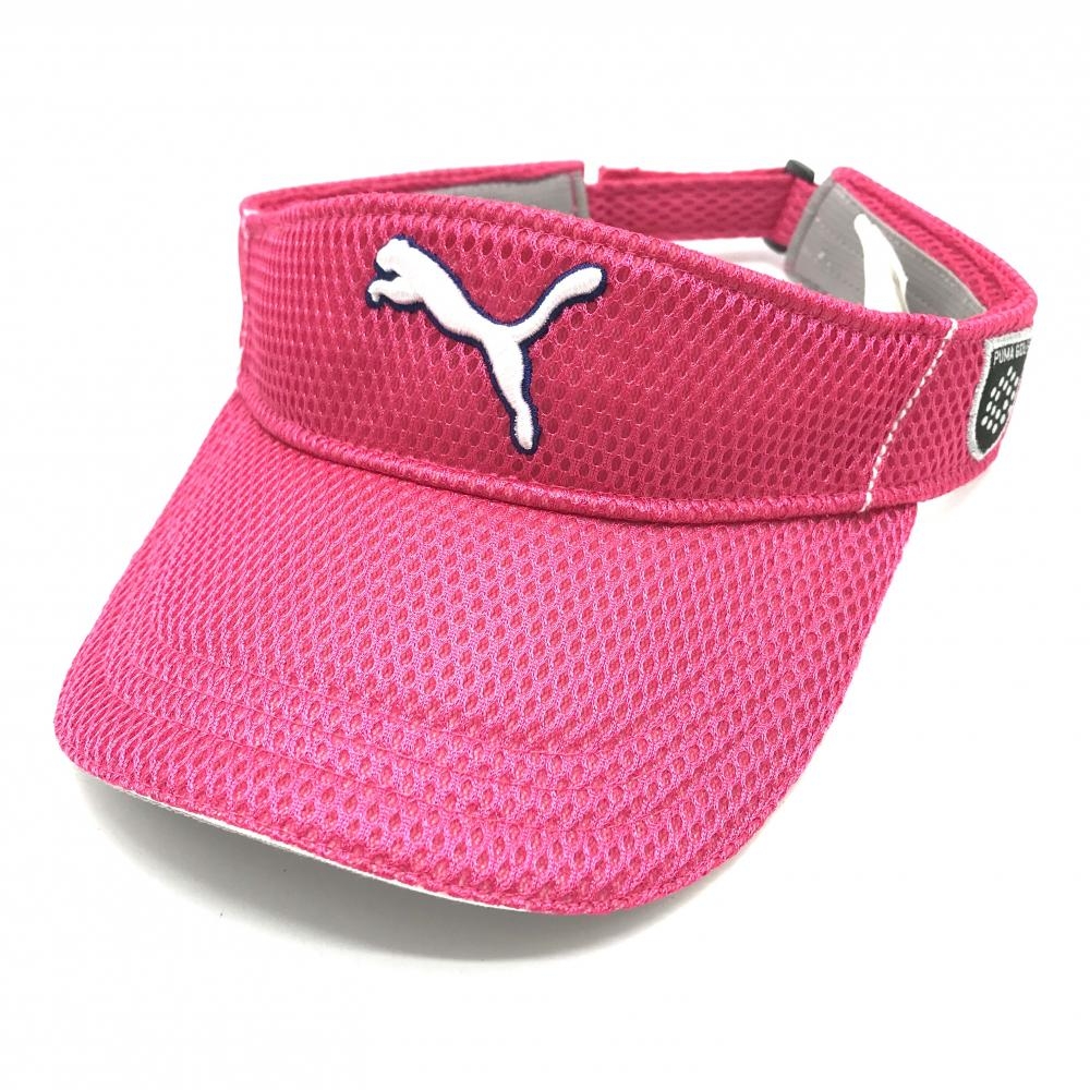 プーマ メッシュサンバイザー ピンク×白 立体ロゴ刺しゅう One Size Fits All(56-59cm)  ゴルフウェア PUMA