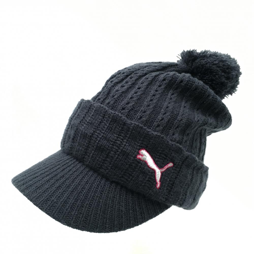 プーマ つば付きニット帽 ネイビー ロゴ刺しゅう ボンボン付き OneSizeFitsAll(54-57cm)  ゴルフウェア PUMA