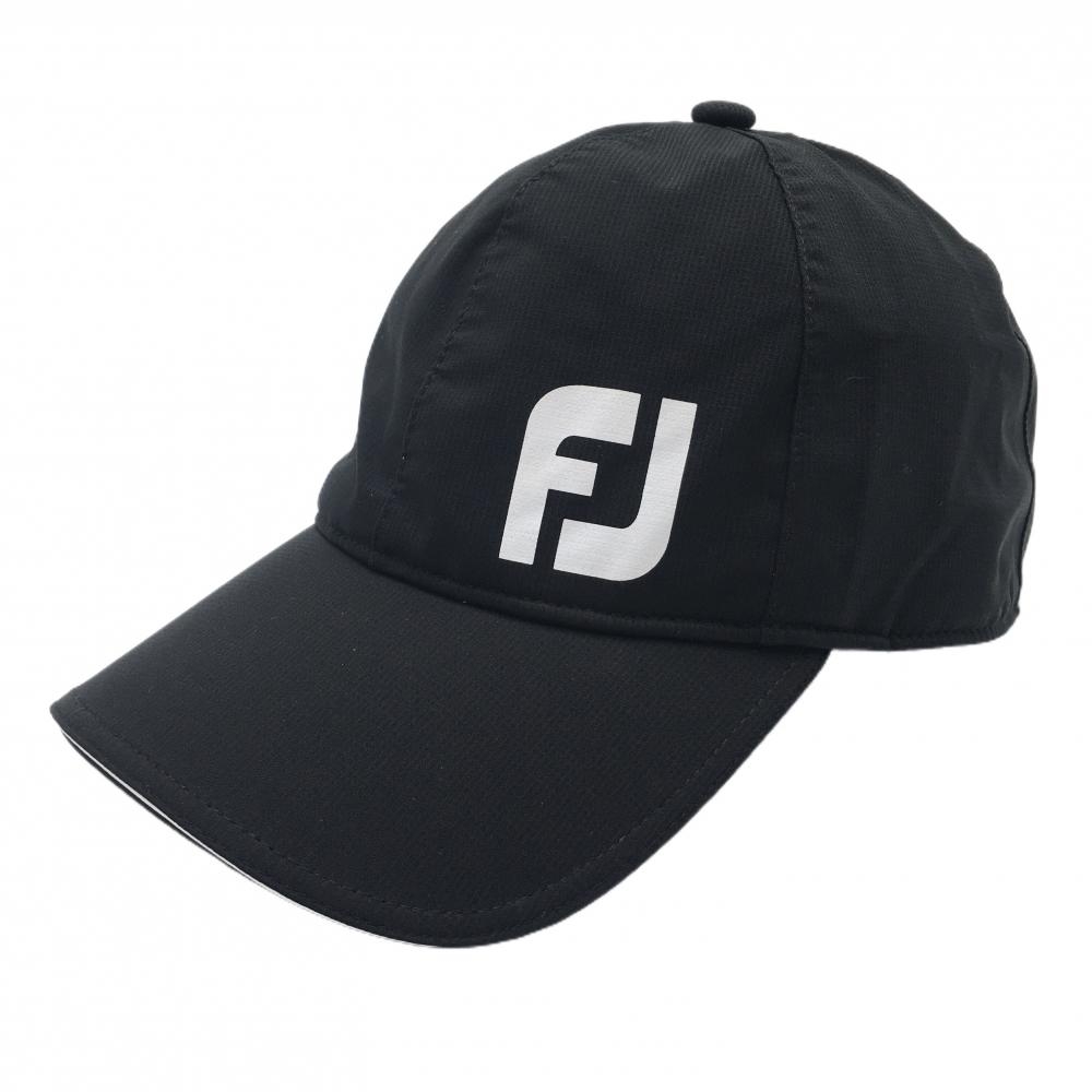 【超美品】フットジョイ キャップ 黒×白 ロゴプリント  ゴルフウェア FootJoy