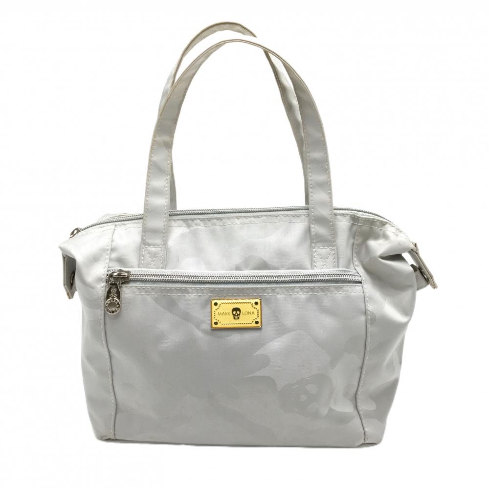 マークアンドロナ カートバッグ ライトグレー カモフラ柄地模様 スカル 内外ポケット ゴルフ MARK＆LONA