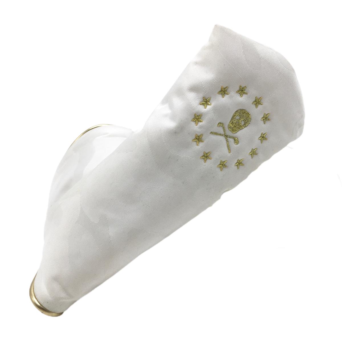 【美品】マークアンドロナ パターカバー 白×ゴールド カモフラ柄地模様 迷彩 ピン型 ヘッドカバー ゴルフ MARK＆LONA