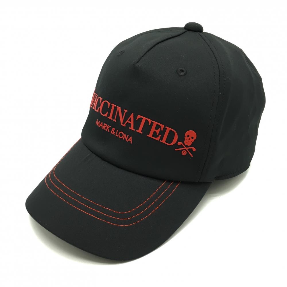 新品】マークアンドロナ キャップ 黒×レッド ロゴ FREE ゴルフウェア