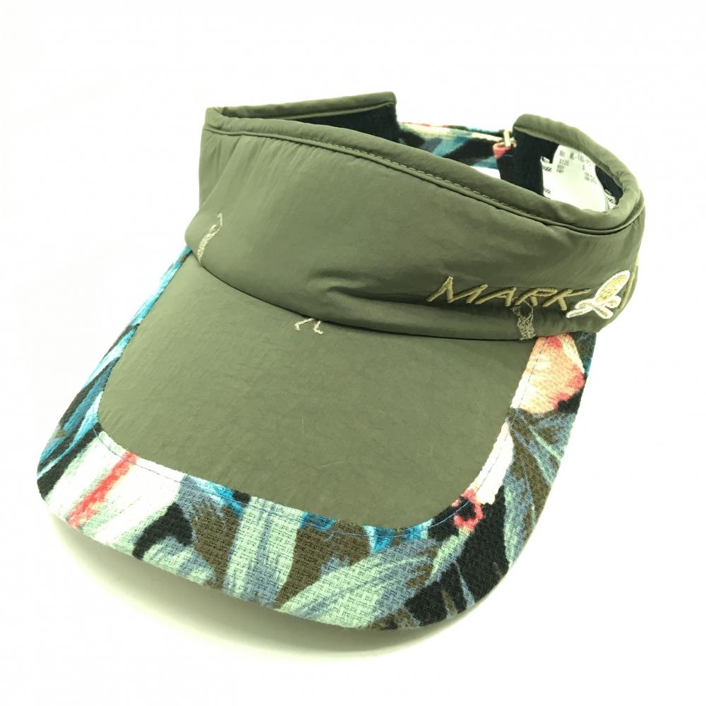 美品】マークアンドロナ サンバイザー カーキ ロゴ刺しゅう スカル S
