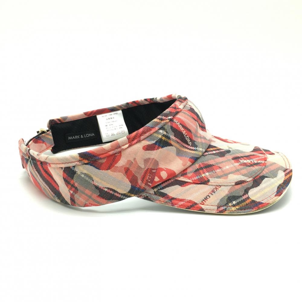 【マークアンドロナ】ゴルフ カラフル チェック アート サンバイザー 赤×青 限定色】花柄ピンク サンバイザー（単品）日本製 | ゴルフボールショップ