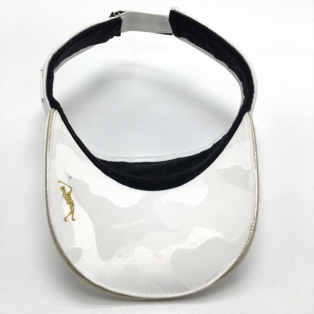 美品】マークアンドロナ サンバイザー 白 カモフラ 迷彩 スカル ゴルフ