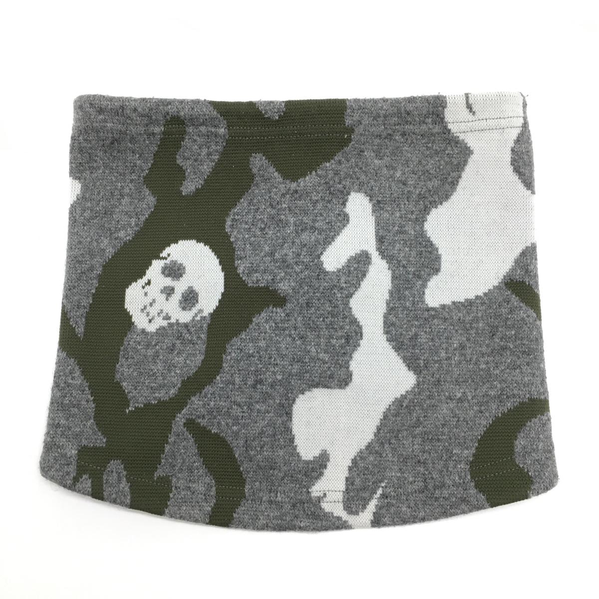 超美品】マークアンドロナ ニットネックウォーマー 杢グレー×カーキ