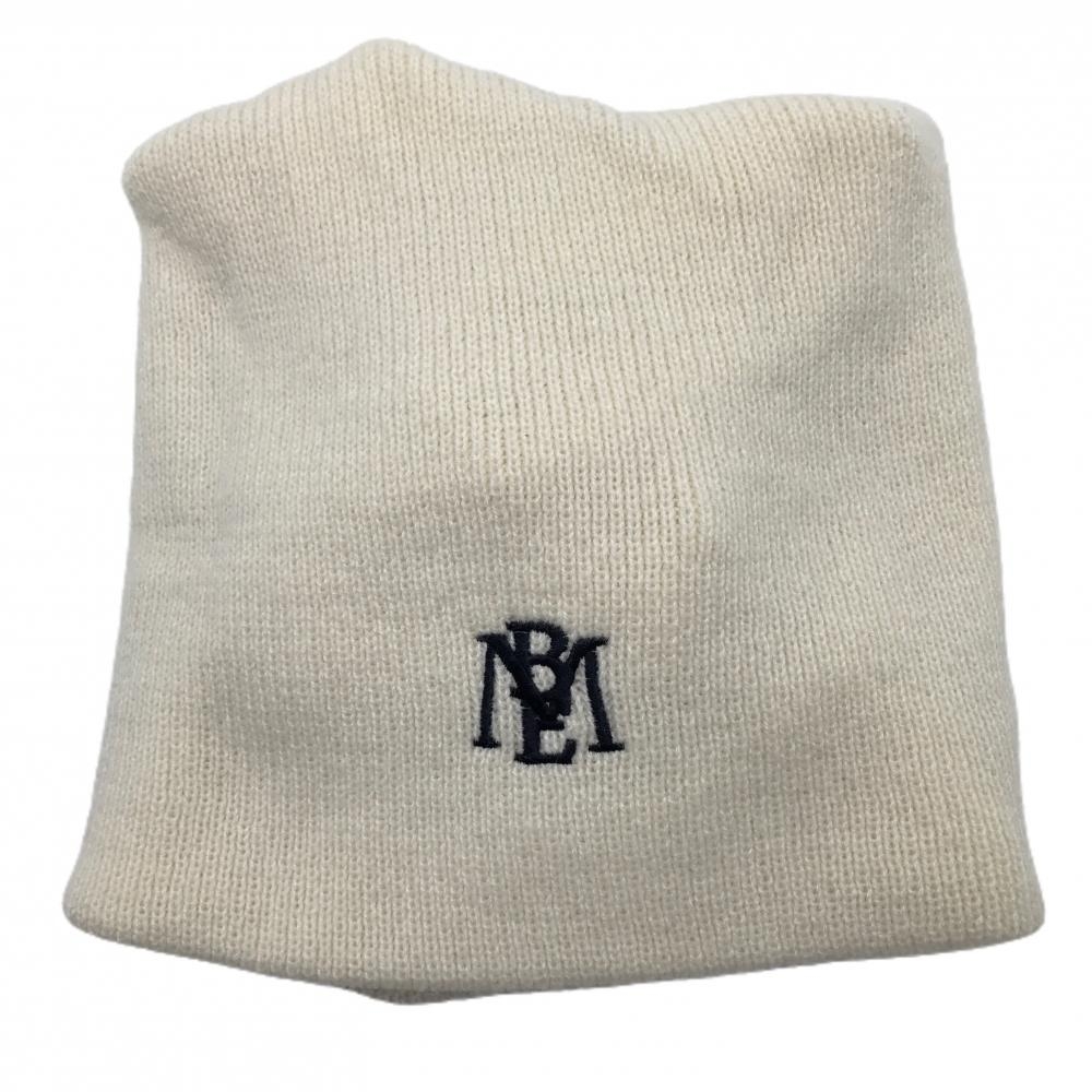 【超美品】マスターバニー 2WAYニット帽 白 ロゴ刺しゅう ネックウォーマー FR  ゴルフウェア MASTER BUNNY EDITION