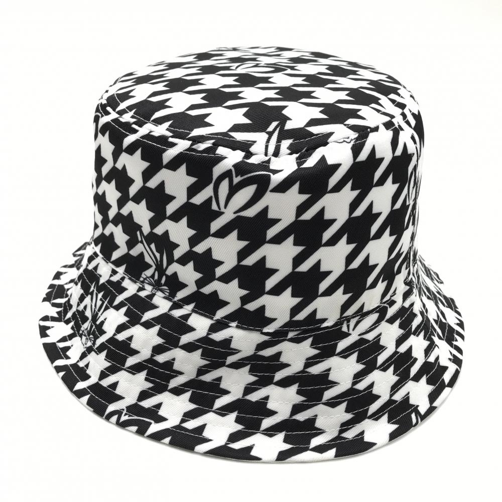 【超美品】マスターバニー×LOONEY TUNES リバーシブルハット 白×黒 千鳥格子 裏白   ゴルフウェア 2023年モデル MASTER BUNNY EDITION