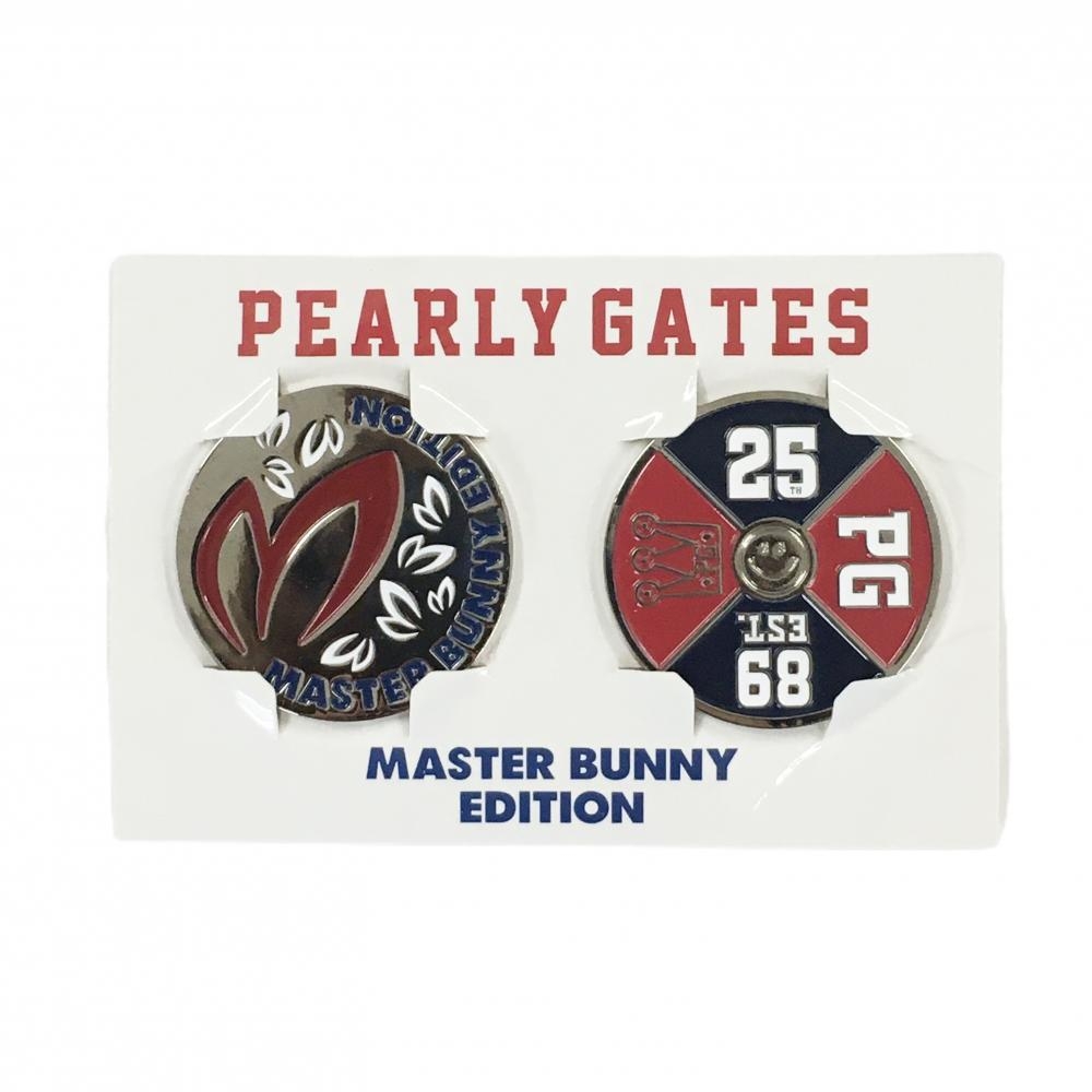 【超美品】マスターバニー マーカー ネイビー×レッド×シルバー ロゴ 2枚入りゴルフ MASTER BUNNY EDITION