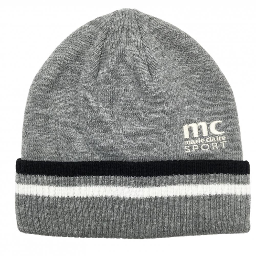 【超美品】マリクレールスポール ニット帽 グレー ロゴ白  表記なし  ゴルフウェア marie claire