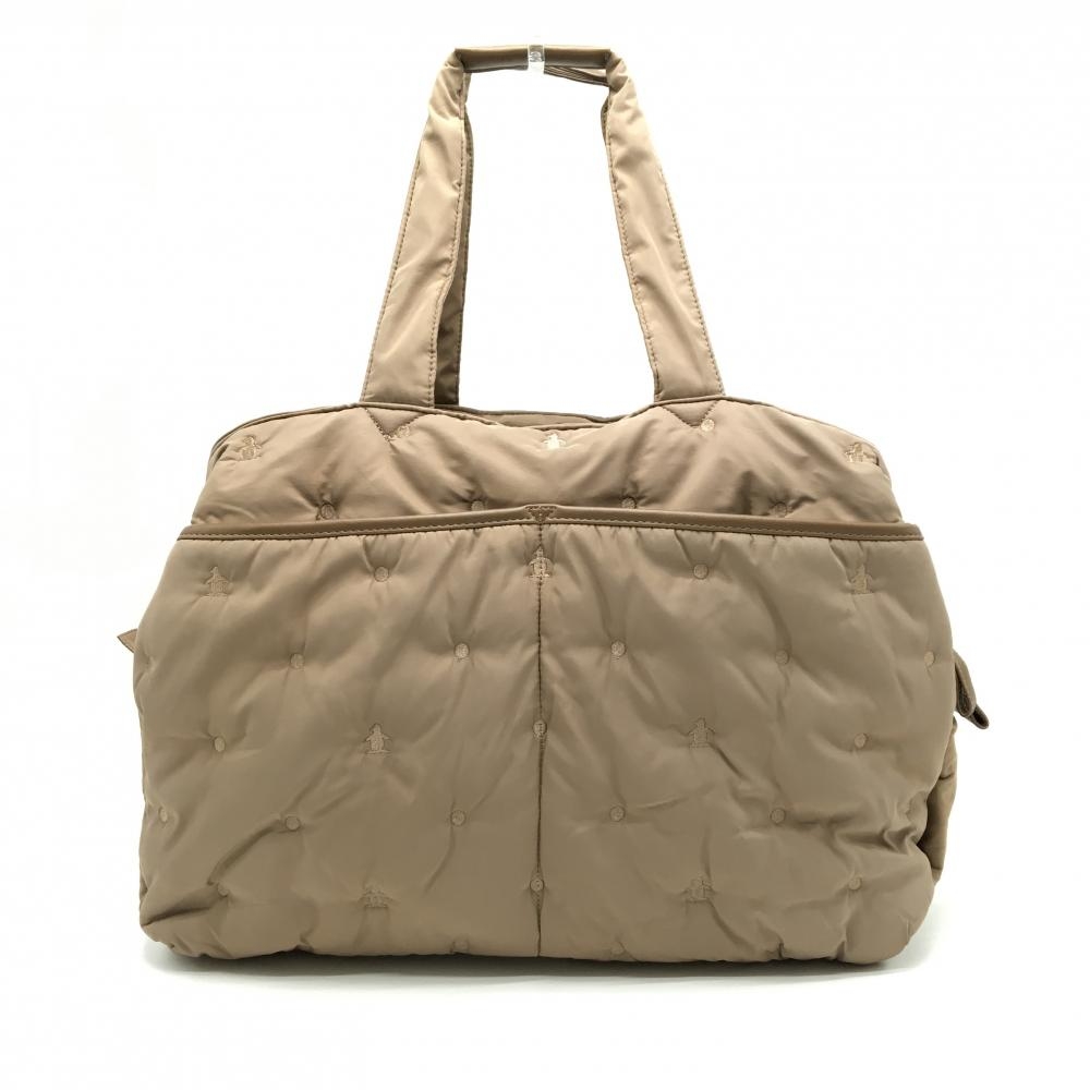 【美品】マンシングウェア ボストンバッグ ブラウン ドット・ペンギン総柄 内外ポケット ゴルフ Munsingwear