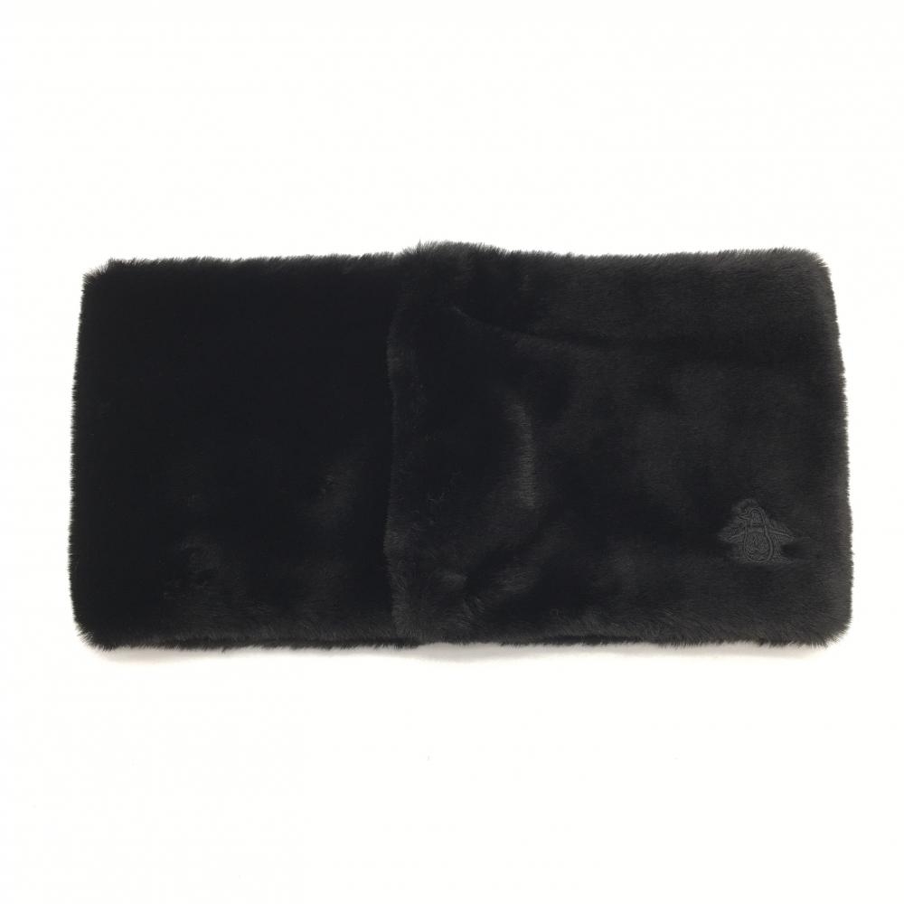 【超美品】マンシングウェア ボアネックウォーマー 黒 ペンギン刺しゅう 裏フリース F  ゴルフウェア Munsingwear