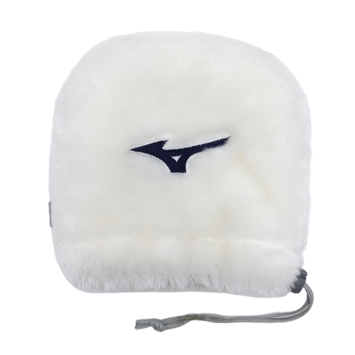 【超美品】ミズノ ボアアイアンカバー 白×ネイビー ヘッドカバー ロゴ刺しゅうゴルフ MIZUNO