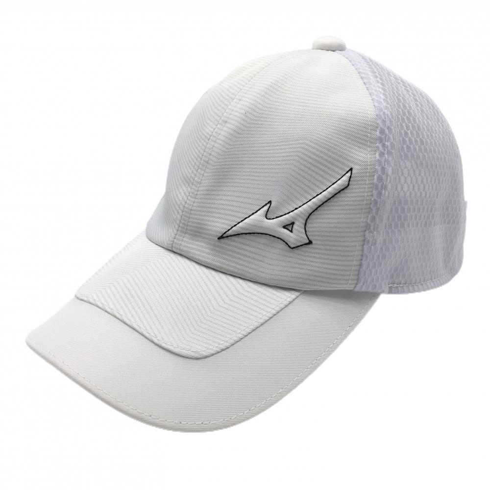 【美品】ミズノゴルフ メッシュキャップ 白系 フロントロゴ F(56-60cm)   ゴルフウェア MIZUNO