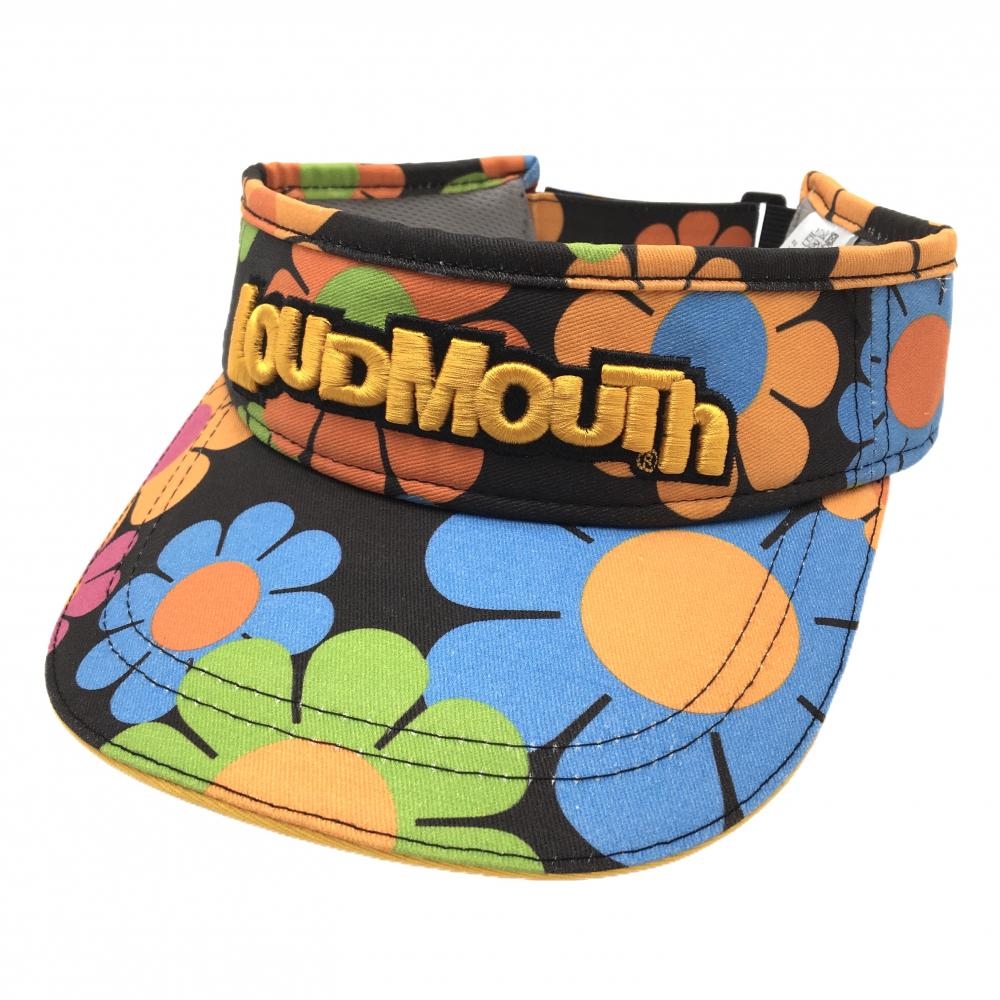 【新品】ラウドマウス サンバイザー オレンジ×ライトブルー 花柄 F  ゴルフウェア LOUDMOUTH