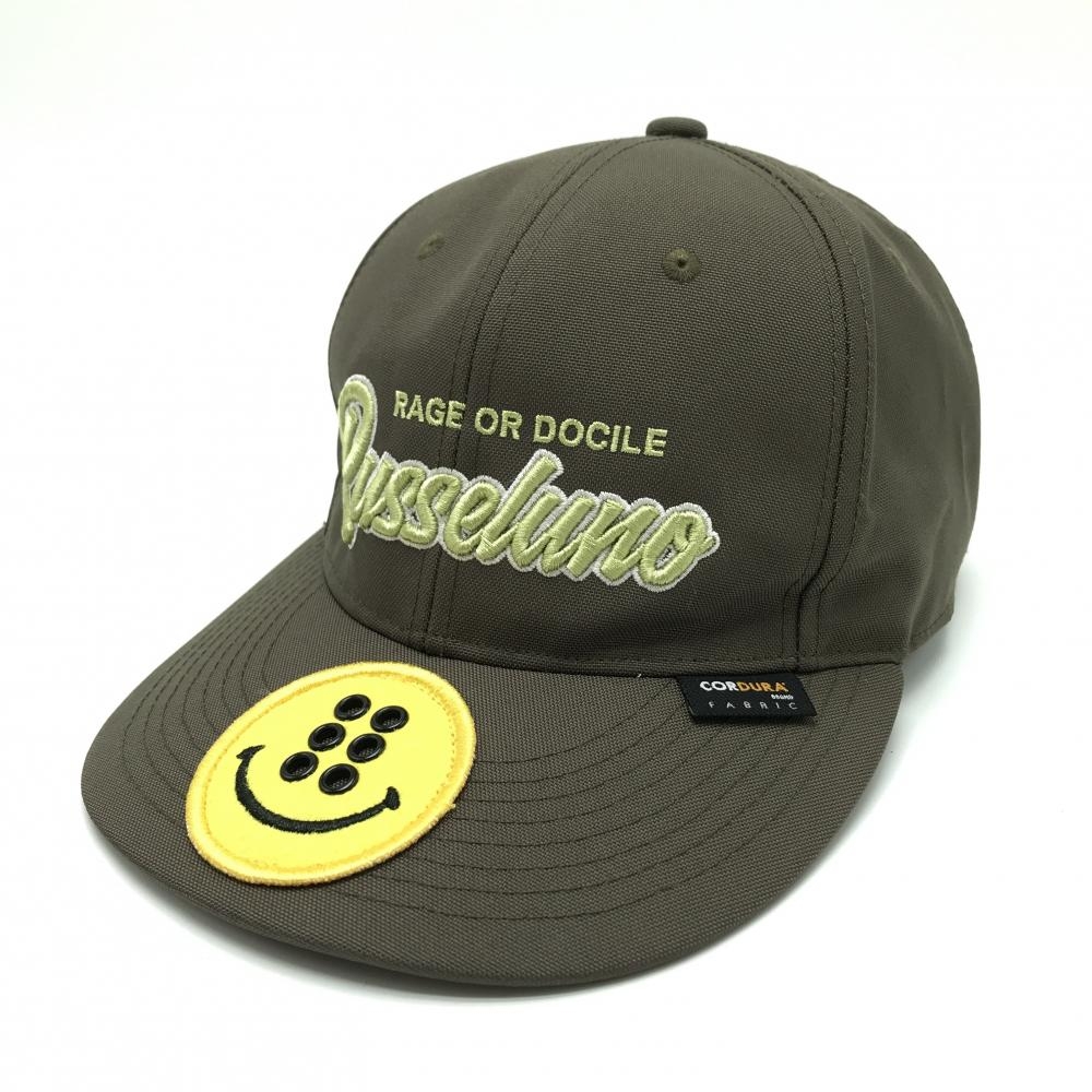 【超美品】ラッセルノ キャップ カーキ 立体ロゴ ニコちゃん風 CORDURA FABRIC F  ゴルフウェア RUSSELUNO