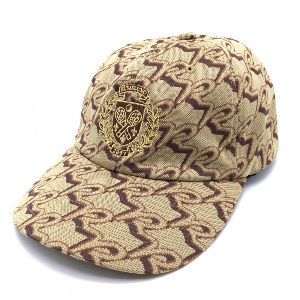 【美品】ラッセルノ キャップ ベージュ×ブラウン 総柄 ルチャ  F   ゴルフウェア RUSSELUNO