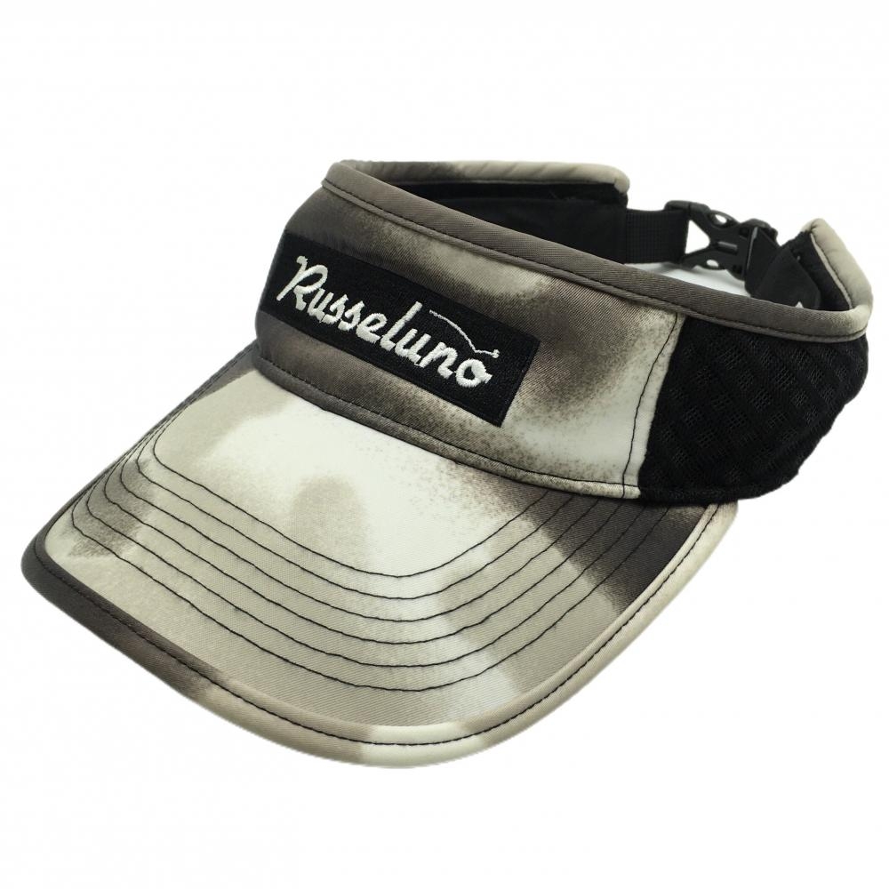 【超美品】ラッセルノ サンバイザー ブラウン×ベージュ　ロゴ刺しゅう F  ゴルフウェア RUSSELUNO