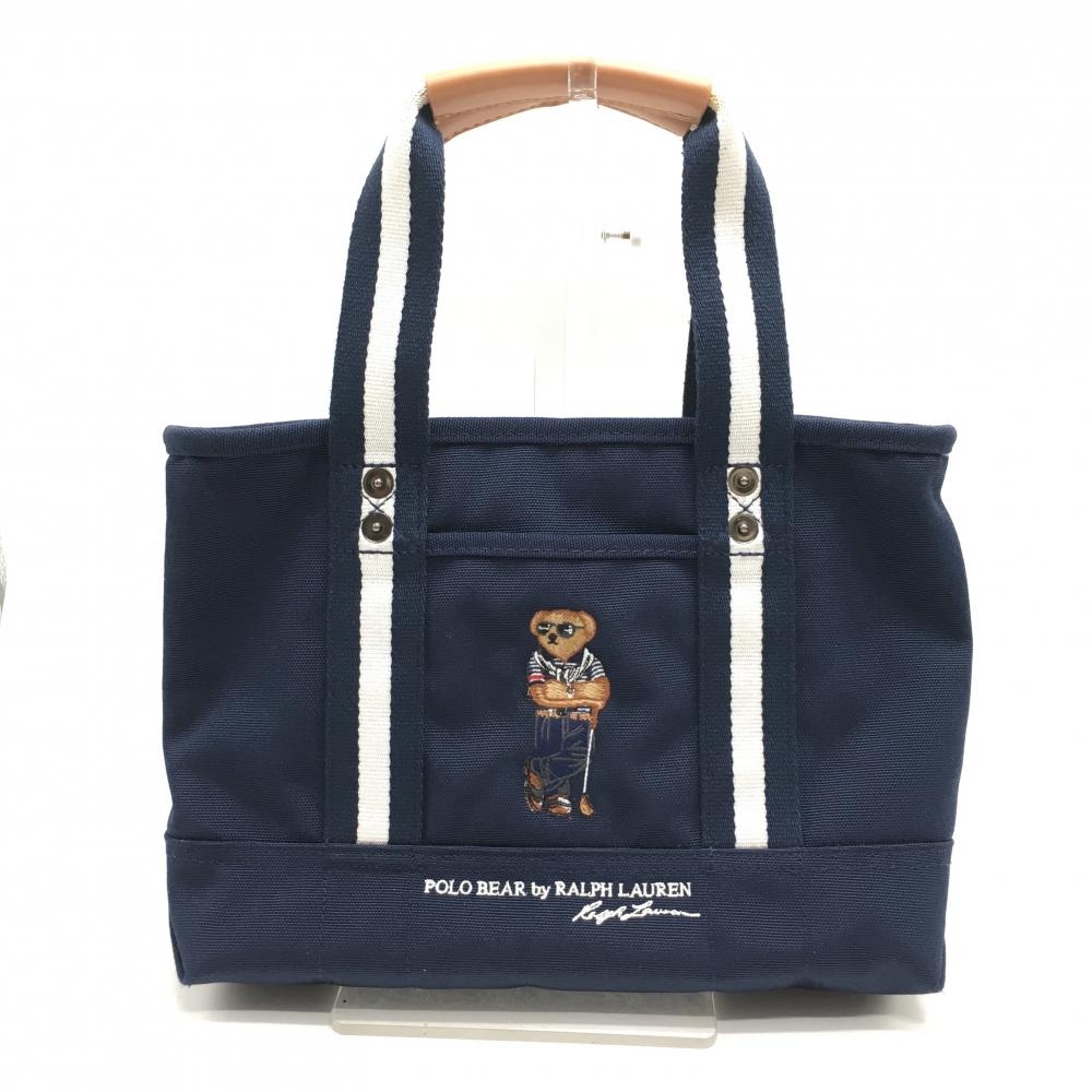 美品】ポロラルフローレン カートバッグ ネイビー×白 ポロベア POLO