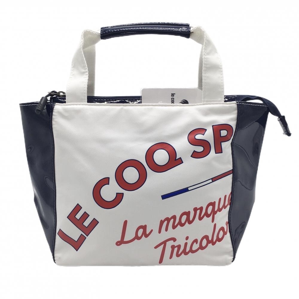 【新品】ルコックゴルフ カートバッグ 白×ネイビー ロゴレッド 一部エナメルゴルフ le coq sportif