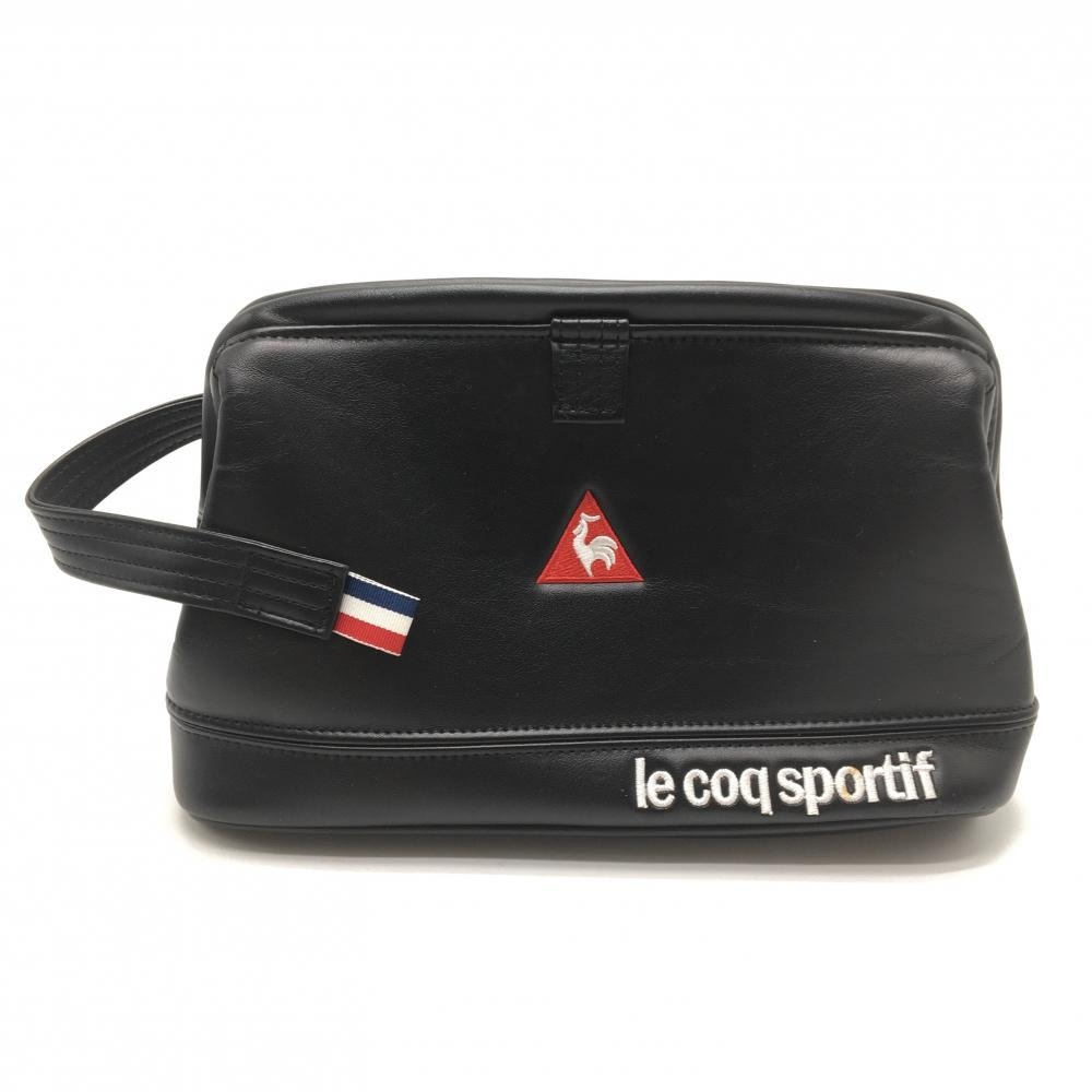 ルコック ラウンドポーチ 黒 カートバッグ ロゴ刺しゅう ゴルフ le coq sportif