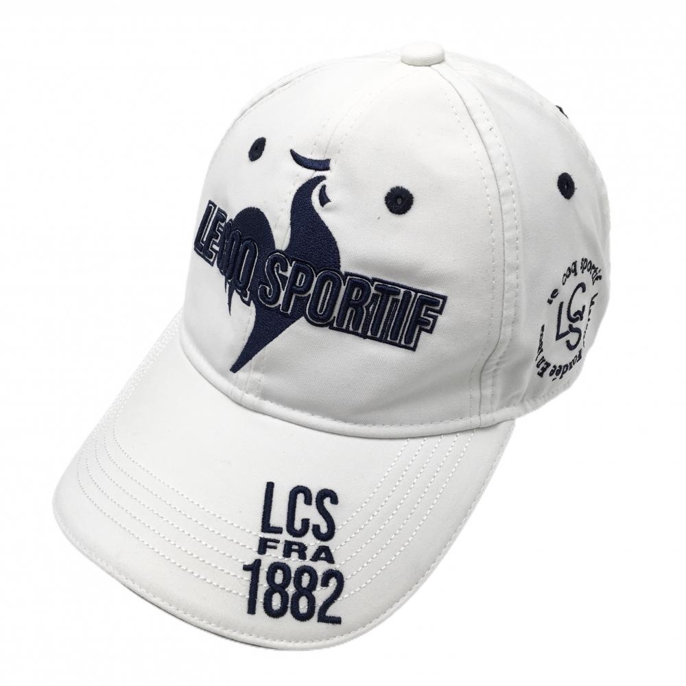 ルコックゴルフ キャップ 白×ネイビー ロゴ刺しゅう   ゴルフウェア le coq sportif