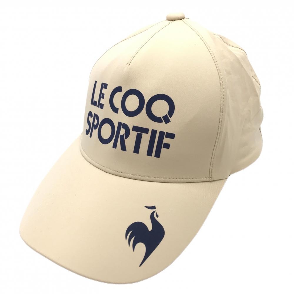 【新品】ルコックゴルフ レインキャップ ベージュ×ネイビー  F(55-57㎝)   ゴルフウェア 2024年モデル le coq sportif