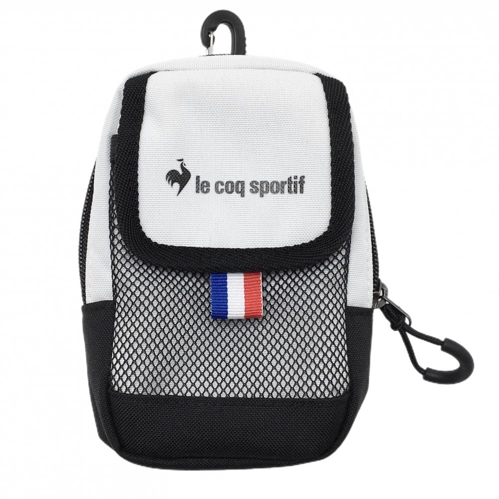 【美品】ルコック ポーチ 白×黒 小物入れ カラビナ付きゴルフ le coq sportif