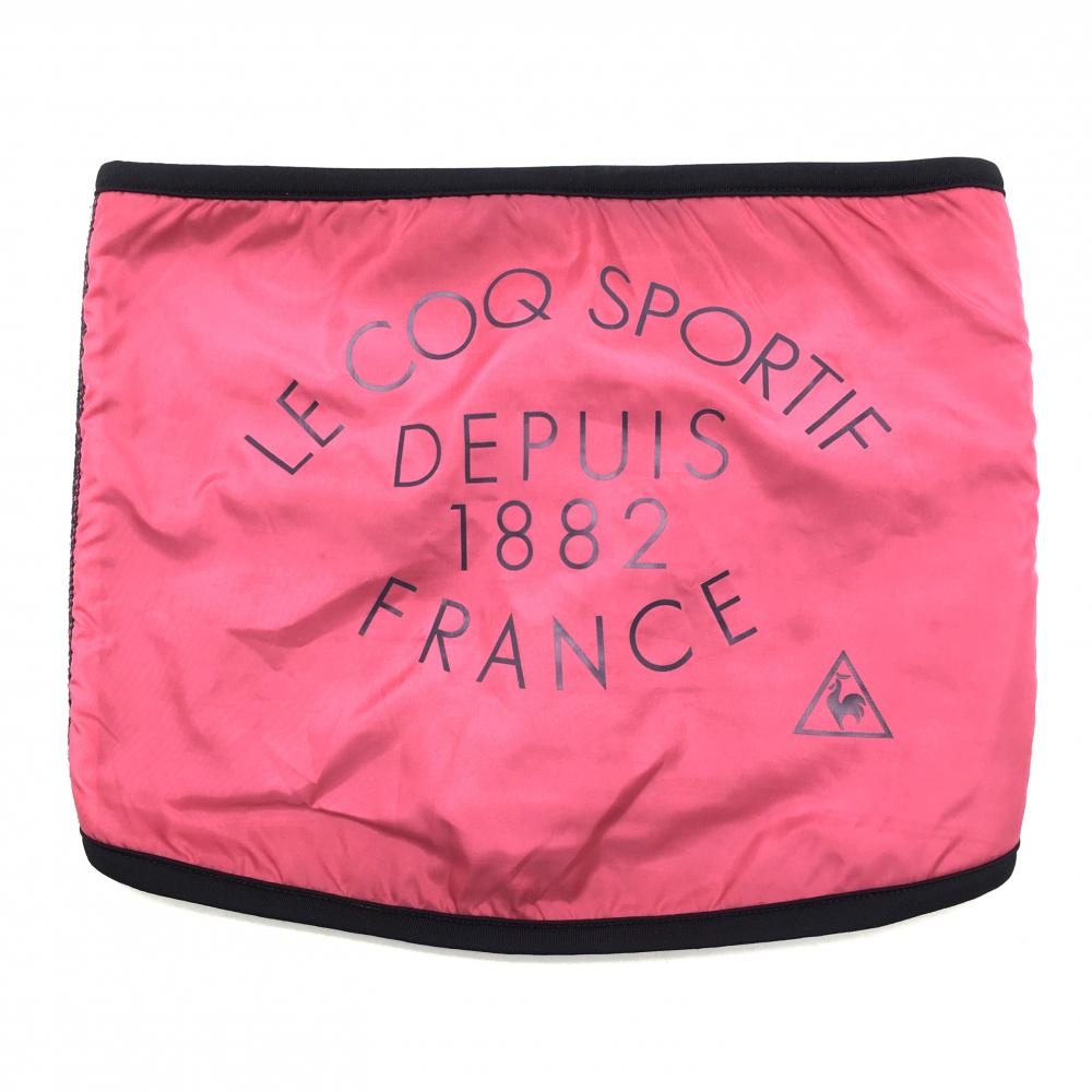 ルコック ネックウォーマー ピンク×ネイビー ロゴプリント 裏起毛 F  ゴルフウェア le coq sportif