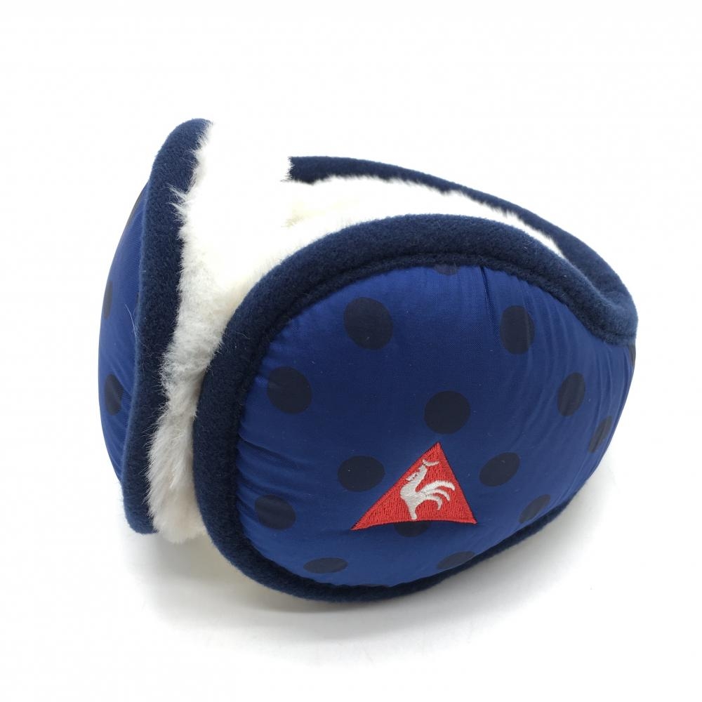 【超美品】ルコック イヤーマフ ネイビー ドット 耳当て 内側ボア  ゴルフウェア le coq sportif